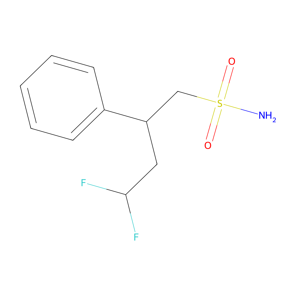 4,4-Difluoro-2-phenylbutane-1-sulfonamide molecular structure, CAS 2580249-09-6