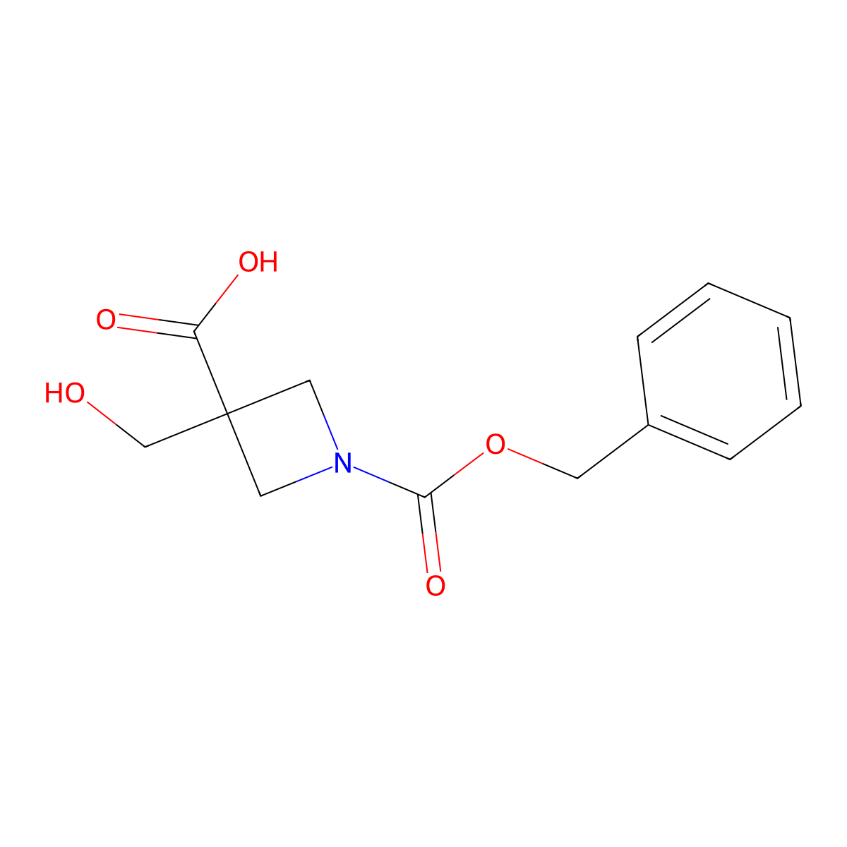 1-[(Benzyloxy)carbonyl]-3-(hydroxymethyl)azetidine-3-carboxylic acid molecular structure, CAS 2580249-10-9