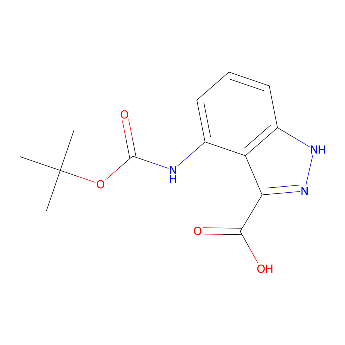 4-{[(tert-butoxy)carbonyl]amino}-1H-indazole-3-carboxylic acid molecular structure, CAS 2580249-23-4