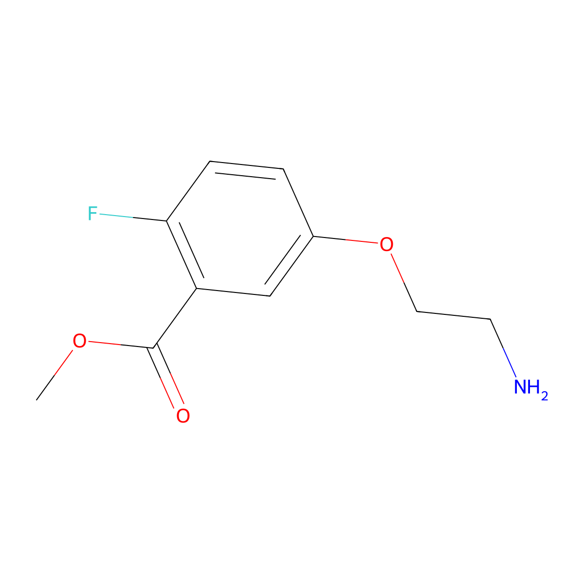 Methyl 5-(2-aminoethoxy)-2-fluorobenzoate molecular structure, CAS 2580249-25-6