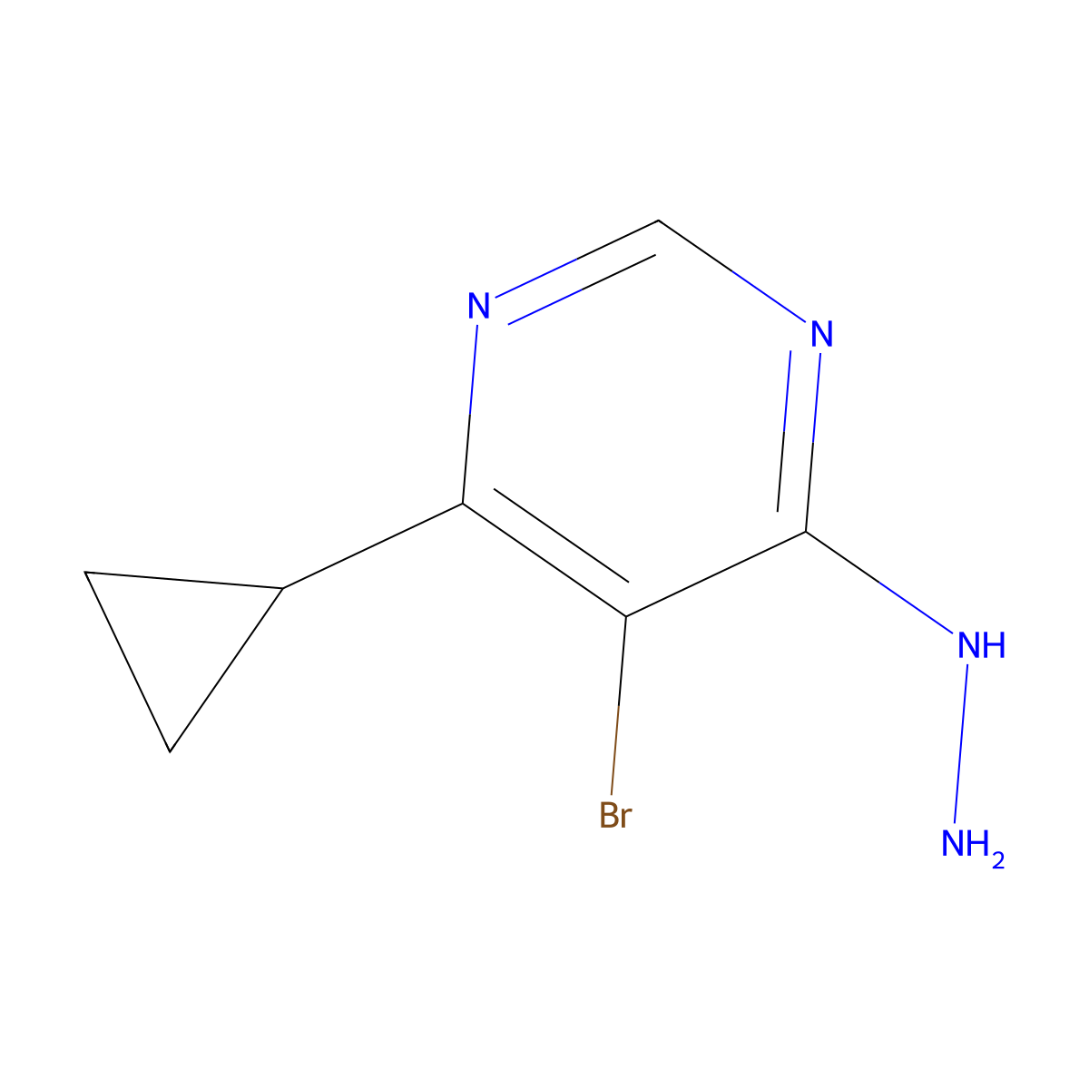5-Bromo-4-cyclopropyl-6-hydrazinylpyrimidine molecular structure, CAS 2580249-27-8