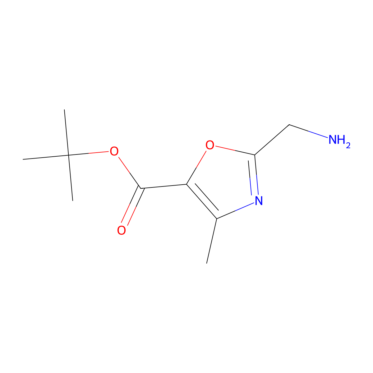 Tert-butyl 2-(aminomethyl)-4-methyl-1,3-oxazole-5-carboxylate molecular structure, CAS 2580249-28-9