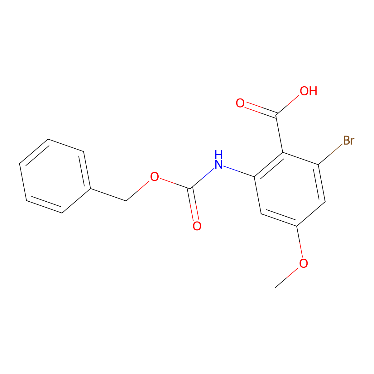2-{[(Benzyloxy)carbonyl]amino}-6-bromo-4-methoxybenzoic acid molecular structure, CAS 2580249-42-7