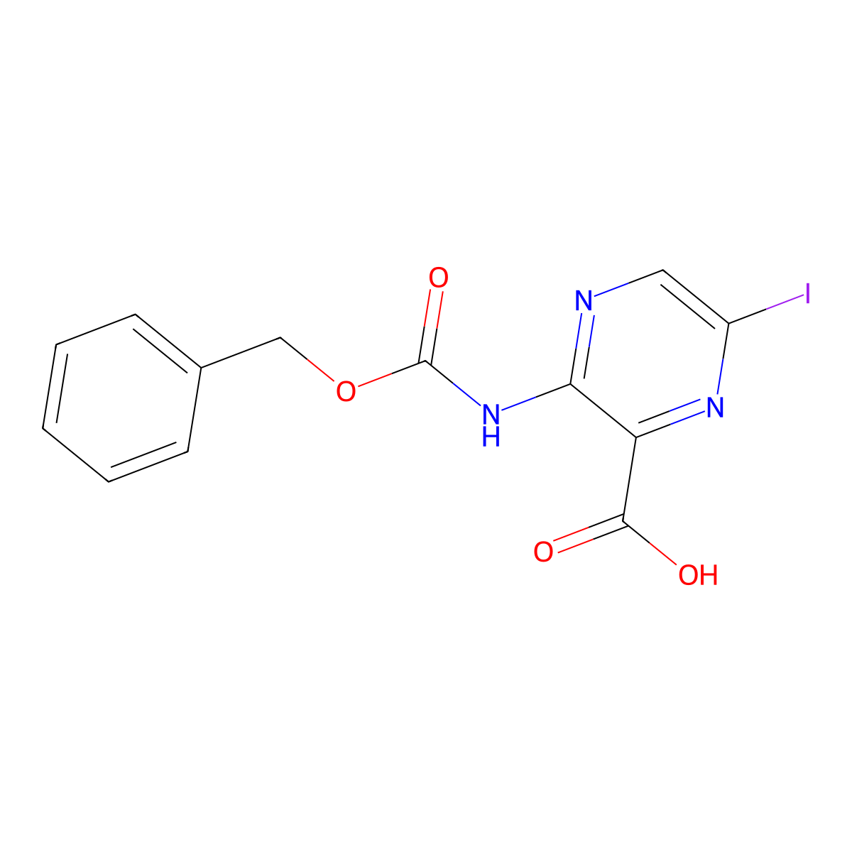 3-{[(Benzyloxy)carbonyl]amino}-6-iodopyrazine-2-carboxylic acid molecular structure, CAS 2580249-44-9