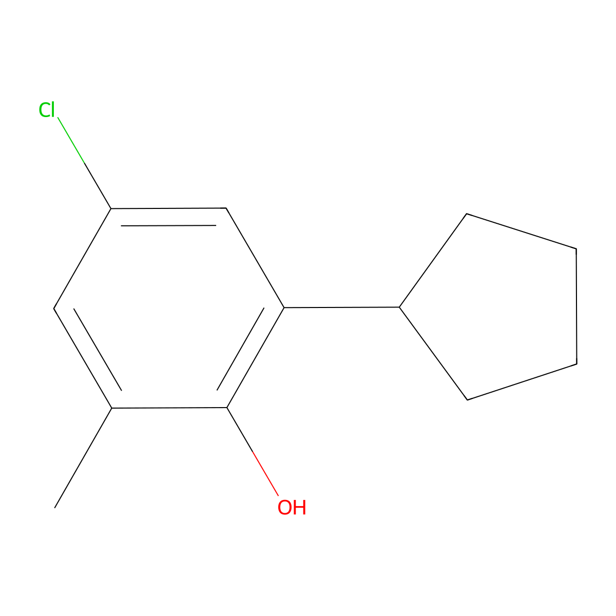 4-Chloro-2-cyclopentyl-6-methylphenol molecular structure, CAS 2580249-52-9
