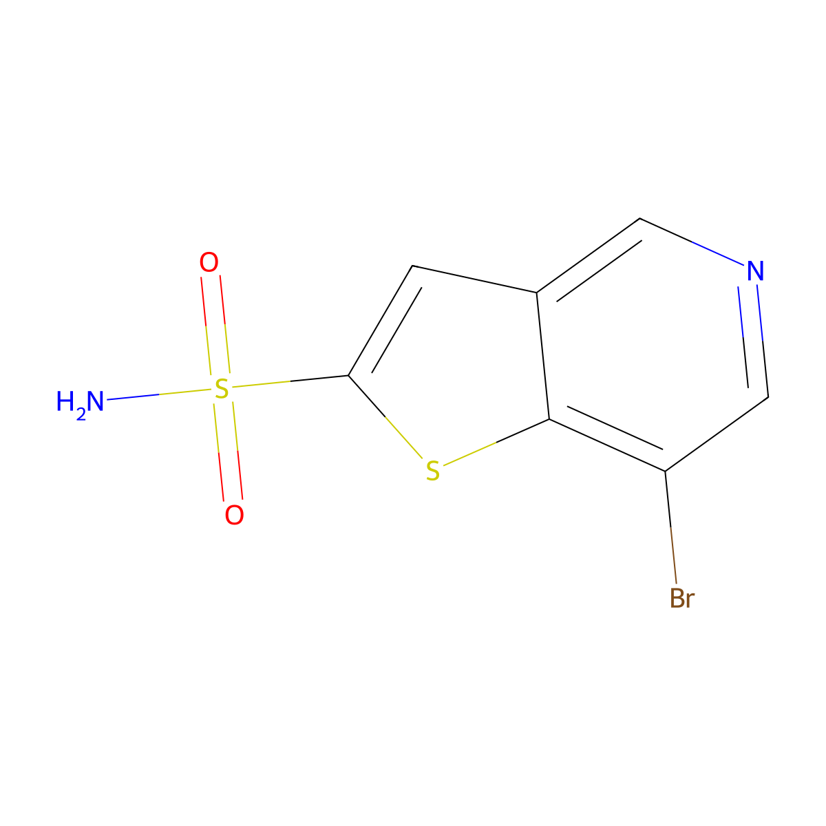 7-Bromothieno[3,2-c]pyridine-2-sulfonamide molecular structure, CAS 2580249-53-0