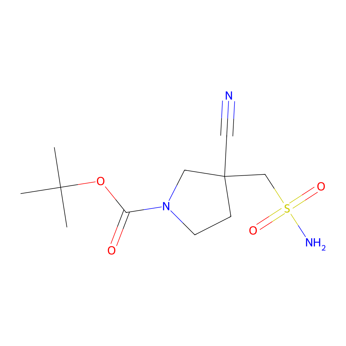 Tert-butyl 3-cyano-3-(sulfamoylmethyl)pyrrolidine-1-carboxylate molecular structure, CAS 2580249-56-3