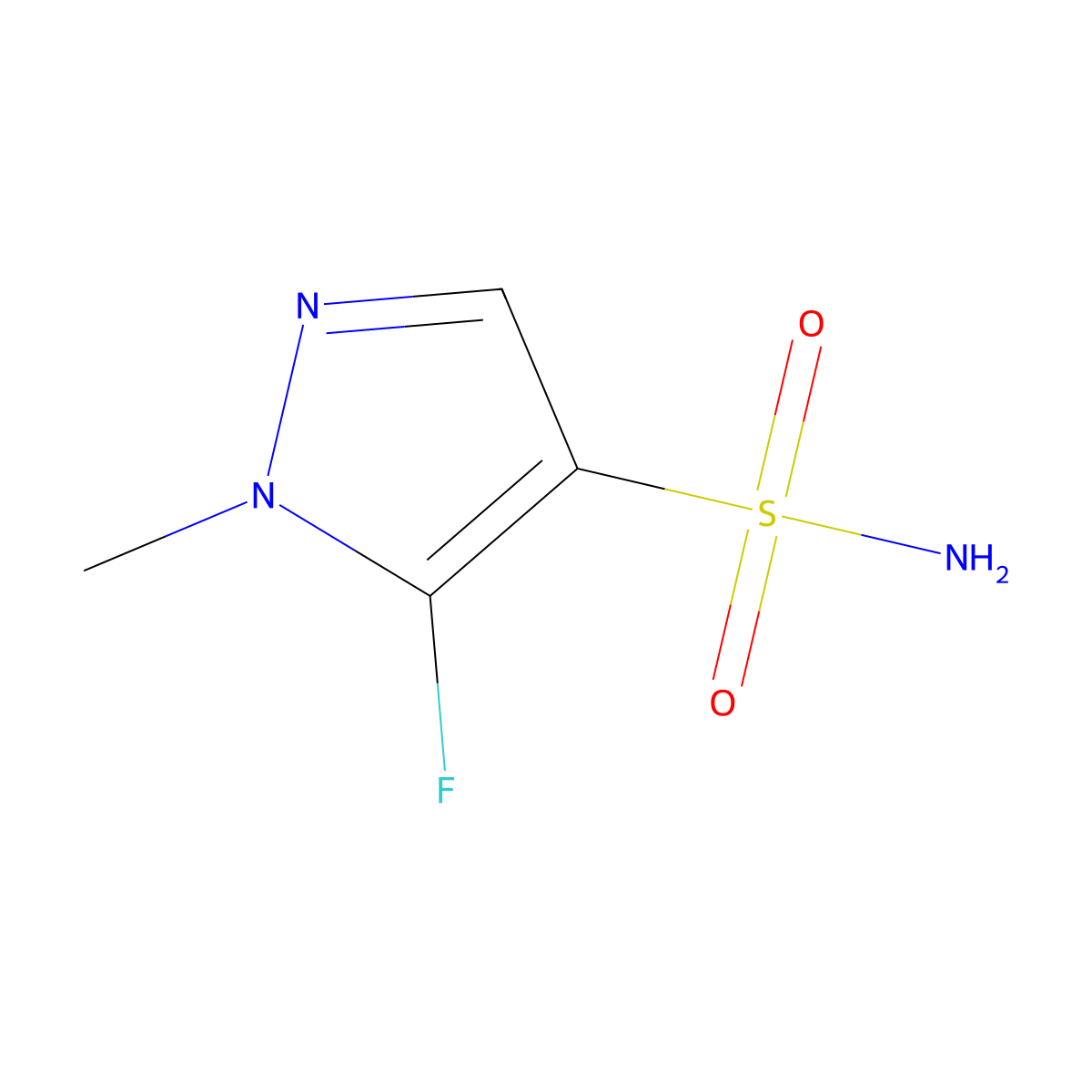 5-fluoro-1-methyl-1H-pyrazole-4-sulfonamide molecular structure, CAS 2580249-67-6