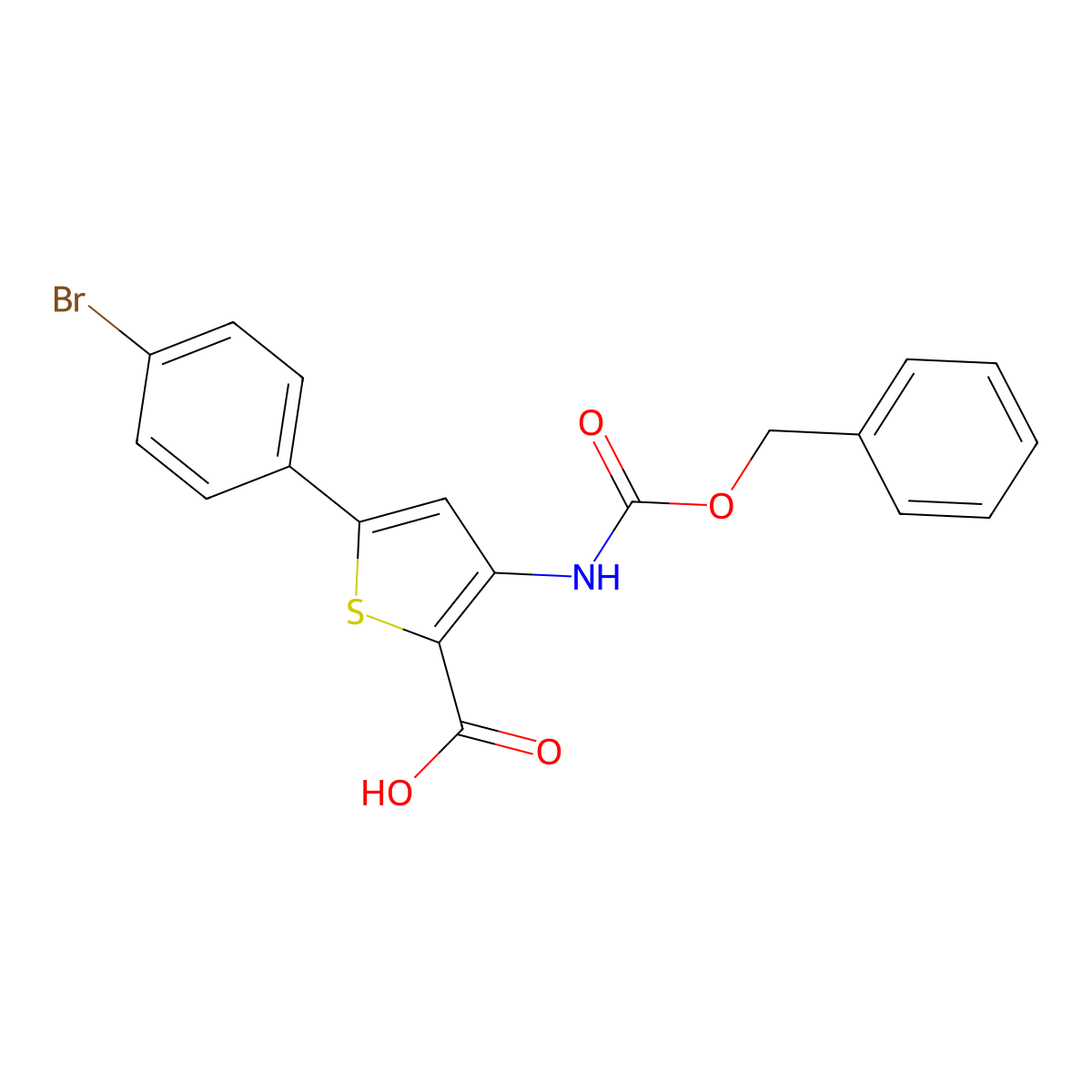3-{[(Benzyloxy)carbonyl]amino}-5-(4-bromophenyl)thiophene-2-carboxylic acid molecular structure, CAS 2580249-69-8