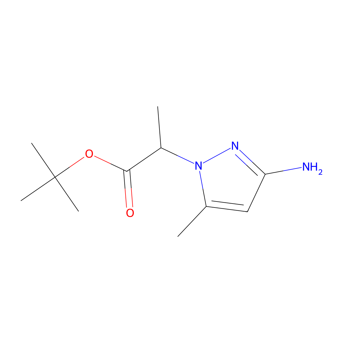 tert-butyl 2-(3-amino-5-methyl-1H-pyrazol-1-yl)propanoate molecular structure, CAS 2580249-73-4
