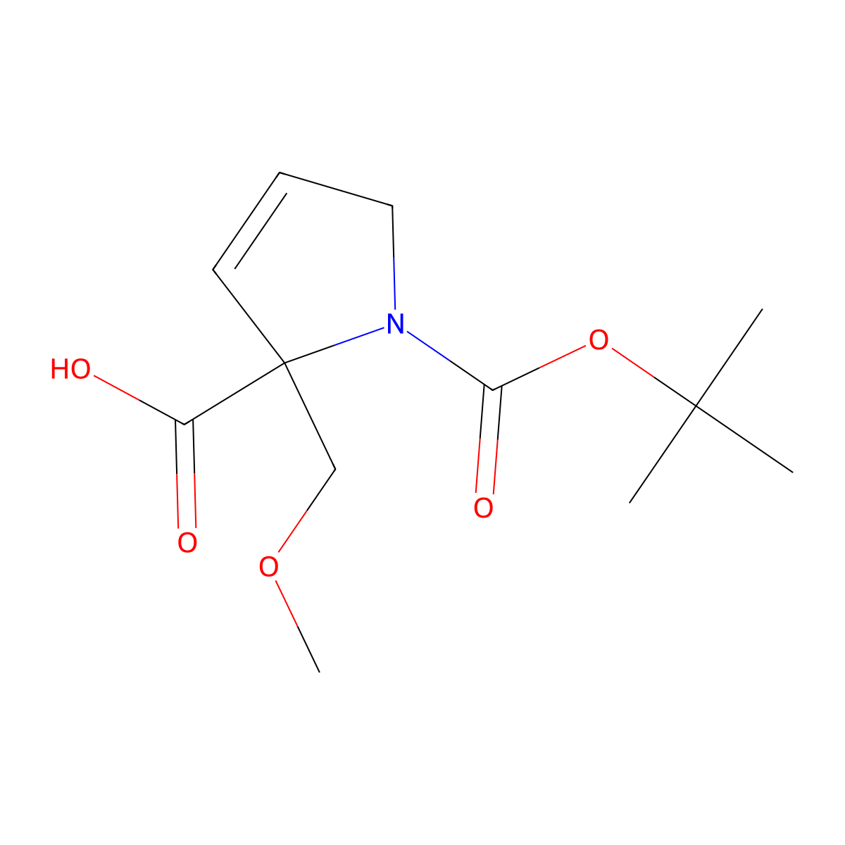 1-[(tert-butoxy)carbonyl]-2-(methoxymethyl)-2,5-dihydro-1H-pyrrole-2-carboxylicacid molecular structure, CAS 2580249-84-7