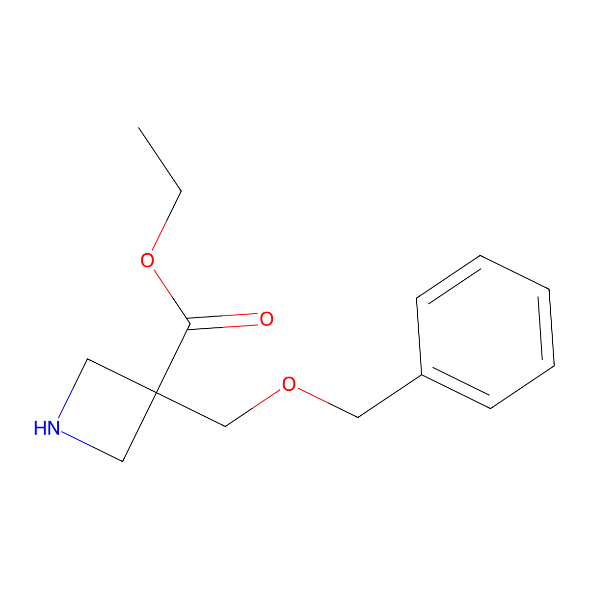 Ethyl 3-[(benzyloxy)methyl]azetidine-3-carboxylate molecular structure, CAS 2580249-90-5