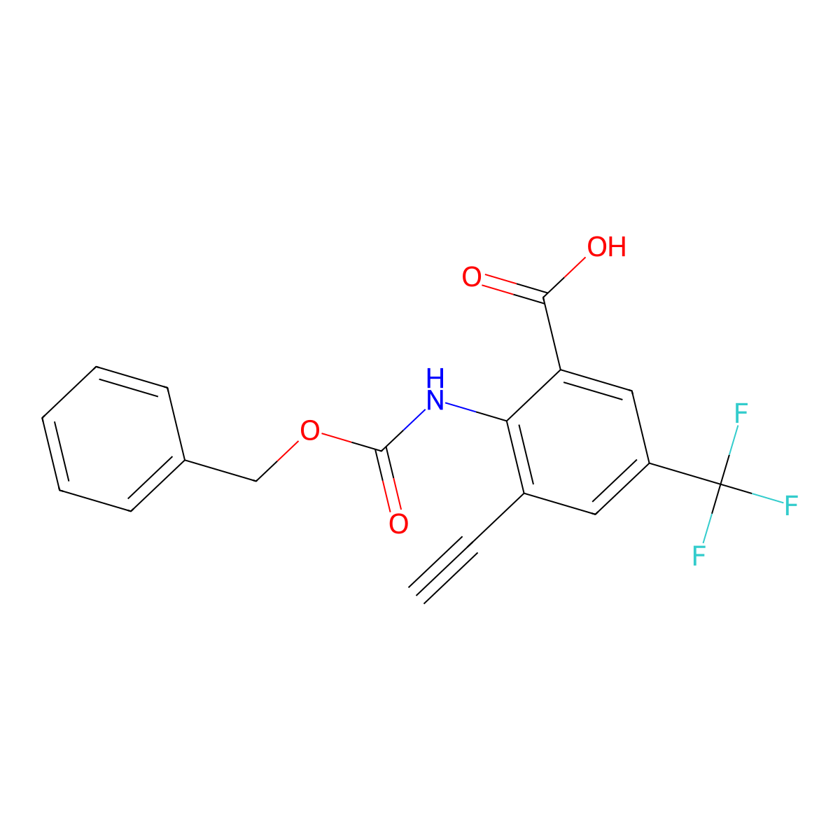 2-{[(Benzyloxy)carbonyl]amino}-3-ethynyl-5-(trifluoromethyl)benzoic acid molecular structure, CAS 2580249-95-0