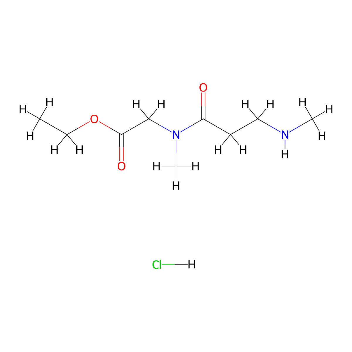 ethyl 2-[N-methyl-3-(methylamino)propanamido]acetate hydrochloride molecular structure, CAS 2580250-02-6