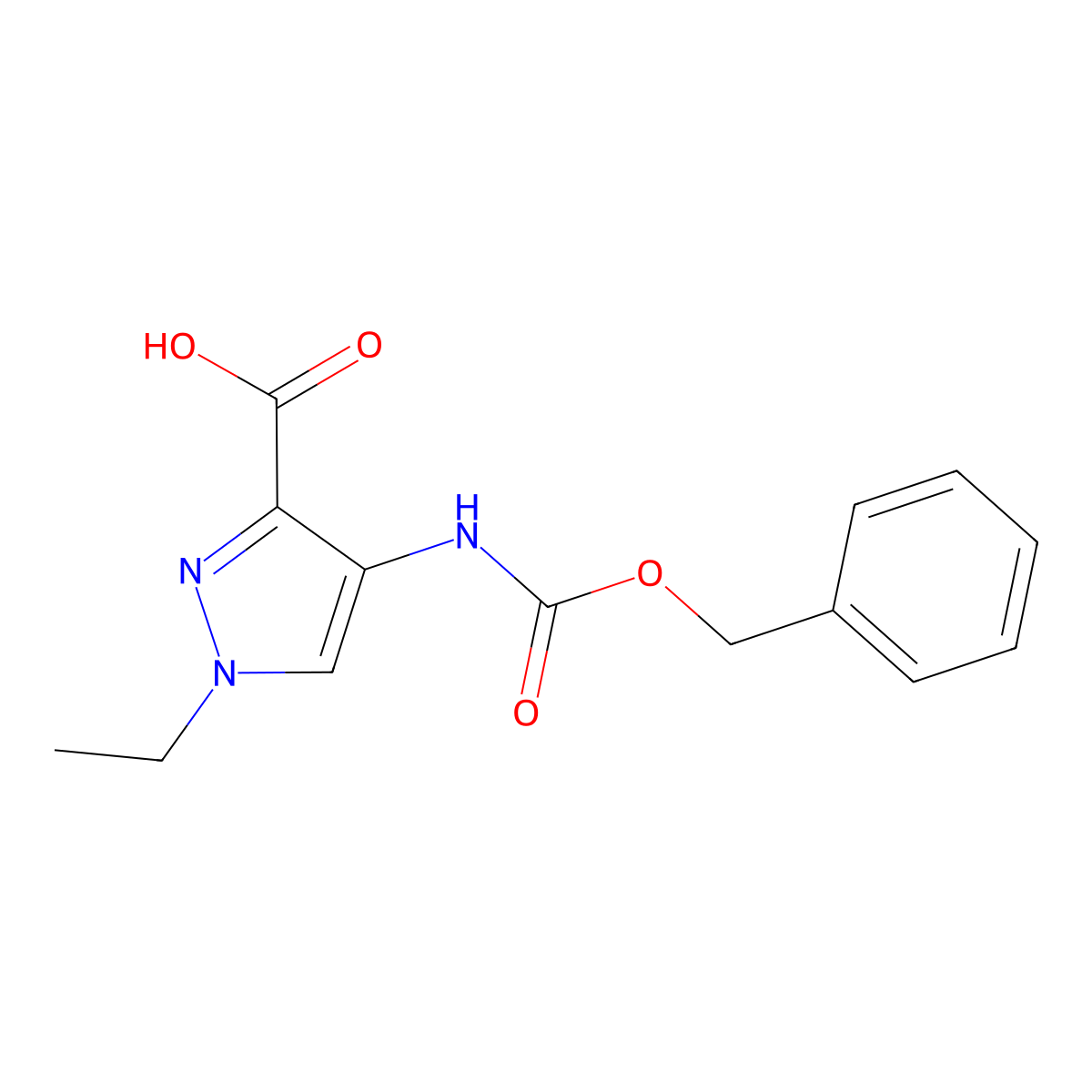 4-{[(benzyloxy)carbonyl]amino}-1-ethyl-1H-pyrazole-3-carboxylic acid molecular structure, CAS 2580250-05-9