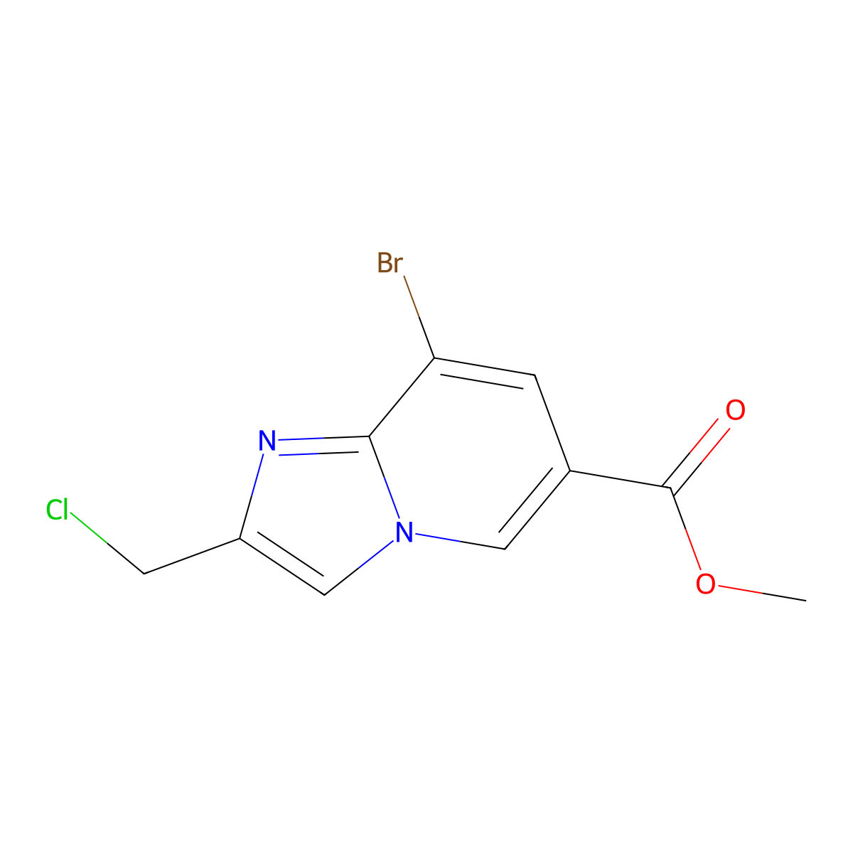 Methyl 8-bromo-2-(chloromethyl)imidazo[1,2-a]pyridine-6-carboxylate molecular structure, CAS 2580250-13-9