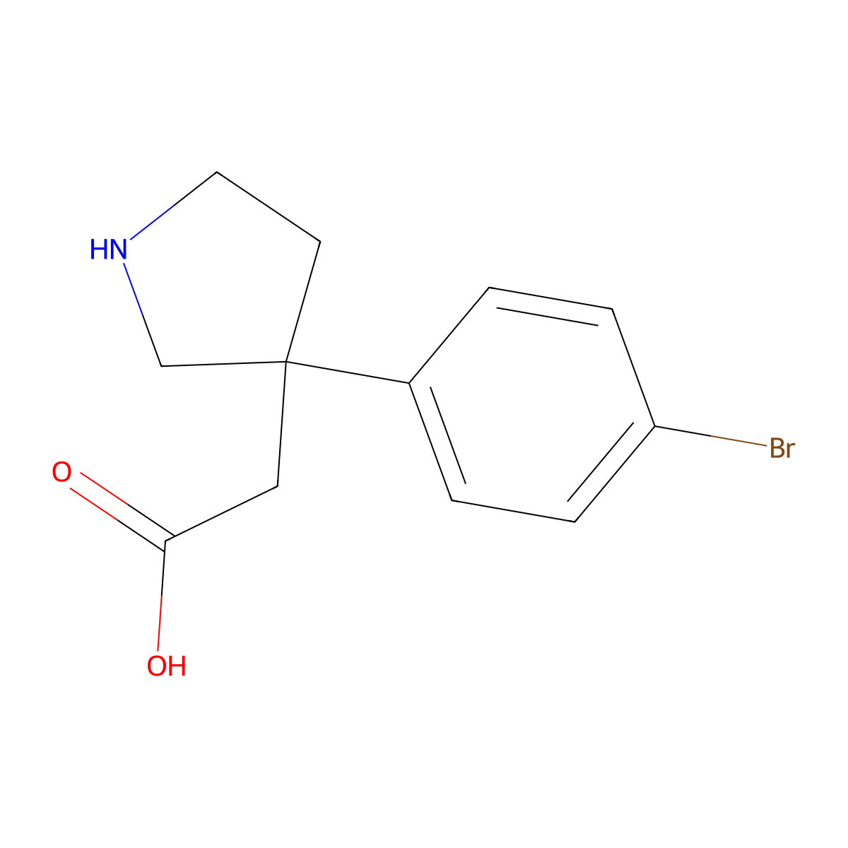 2-[3-(4-Bromophenyl)pyrrolidin-3-yl]acetic acid molecular structure, CAS 2580250-21-9
