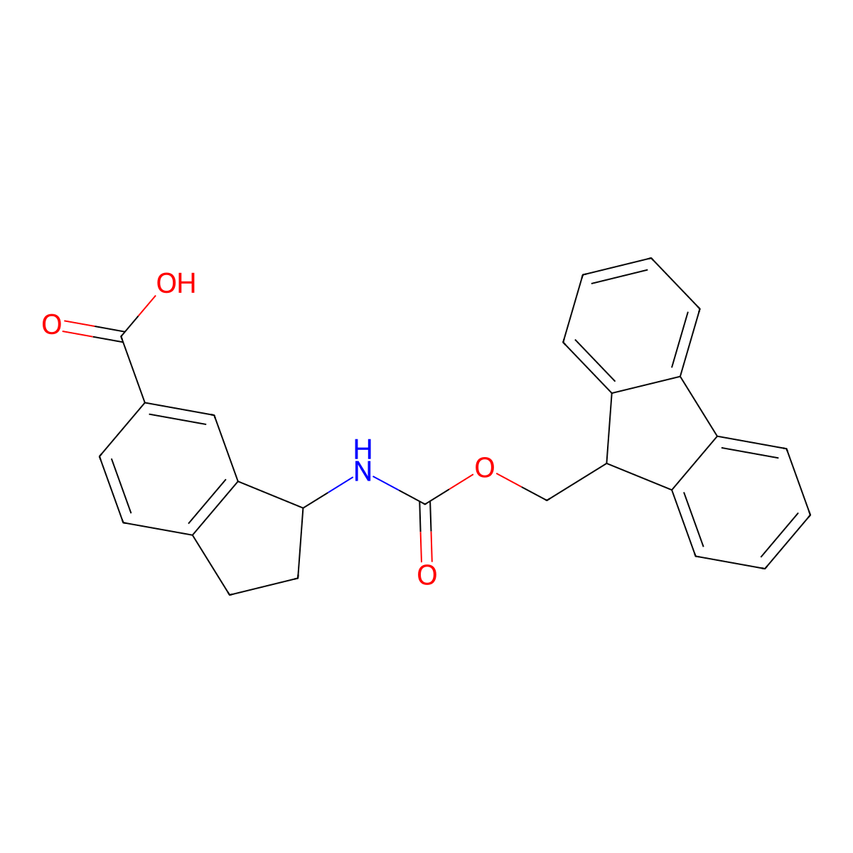 3-({[(9H-fluoren-9-yl)methoxy]carbonyl}amino)-2,3-dihydro-1H-indene-5-carboxylic acid molecular structure, CAS 2580250-37-7