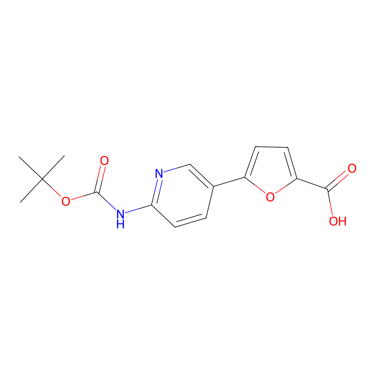 5-(6-{[(Tert-butoxy)carbonyl]amino}pyridin-3-yl)furan-2-carboxylic acid molecular structure, CAS 2580250-47-9