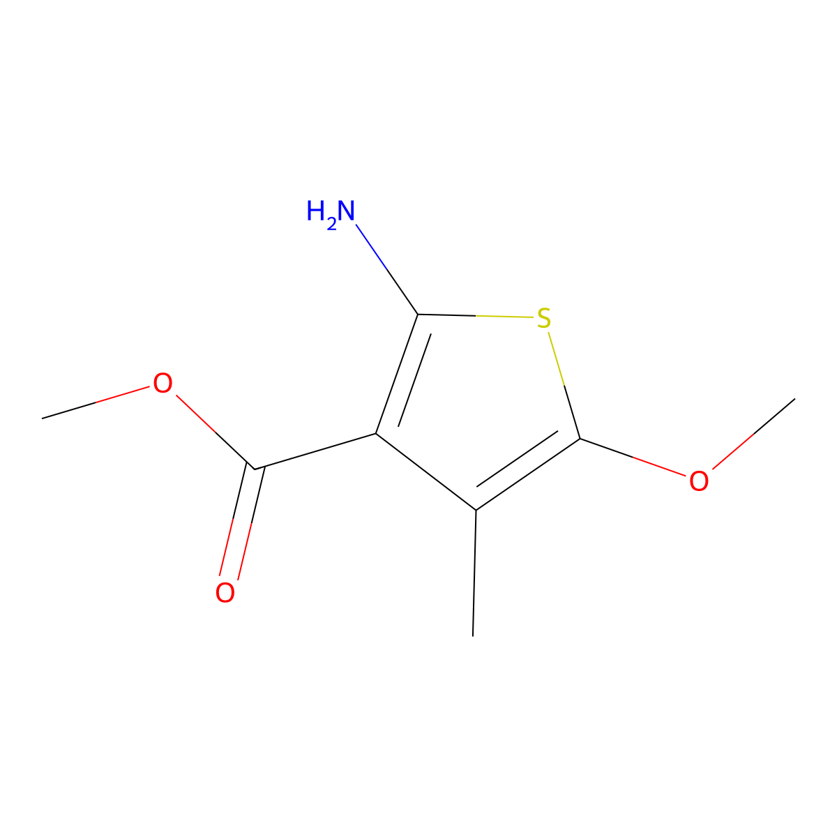 Methyl 2-amino-5-methoxy-4-methylthiophene-3-carboxylate molecular structure, CAS 2580250-49-1