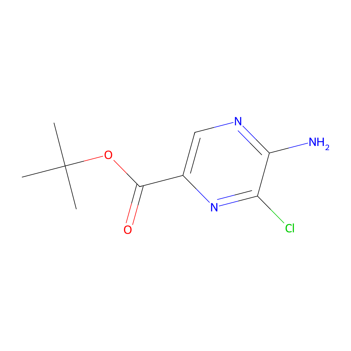 Tert-butyl 5-amino-6-chloropyrazine-2-carboxylate molecular structure, CAS 2580250-53-7