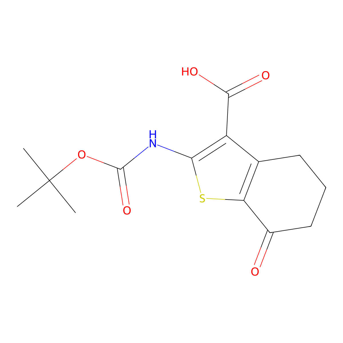2-{[(Tert-butoxy)carbonyl]amino}-7-oxo-4,5,6,7-tetrahydro-1-benzothiophene-3-carboxylic acid molecular structure, CAS 2580250-58-2