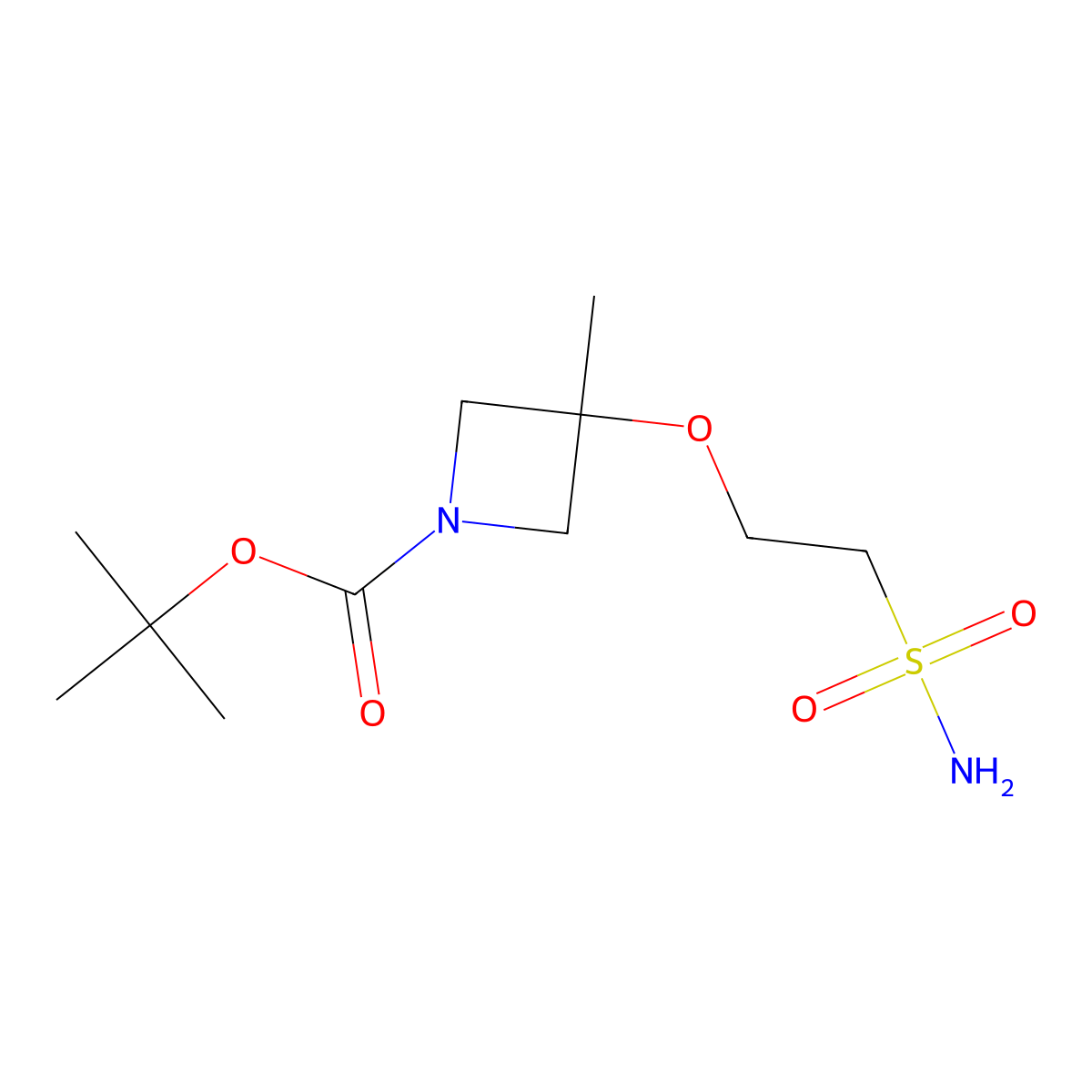 Tert-butyl 3-methyl-3-(2-sulfamoylethoxy)azetidine-1-carboxylate molecular structure, CAS 2580250-63-9