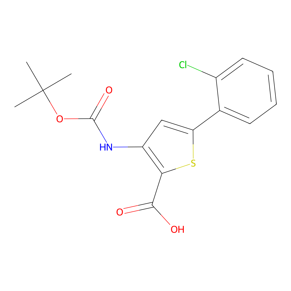 3-{[(Tert-butoxy)carbonyl]amino}-5-(2-chlorophenyl)thiophene-2-carboxylic acid molecular structure, CAS 2580250-73-1