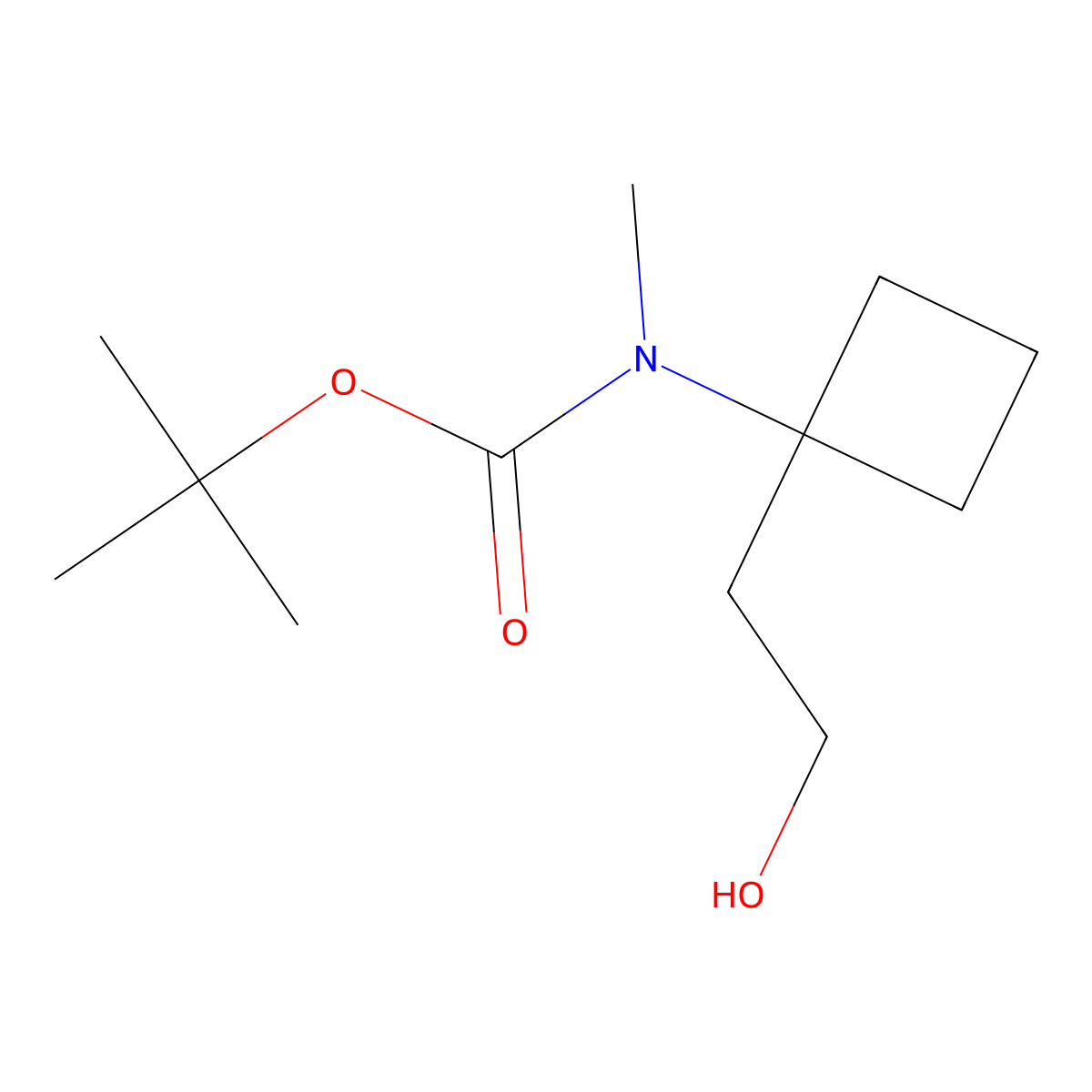 tert-butyl N-[1-(2-hydroxyethyl)cyclobutyl]-N-methylcarbamate molecular structure, CAS 2580250-79-7