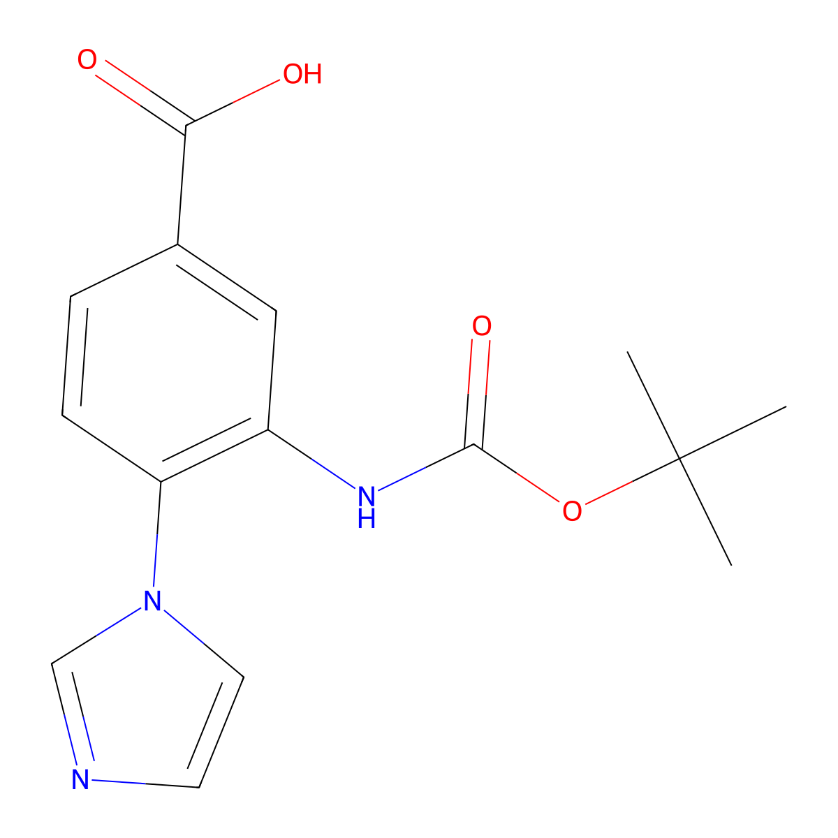 3-{[(tert-butoxy)carbonyl]amino}-4-(1H-imidazol-1-yl)benzoic acid molecular structure, CAS 2580250-83-3