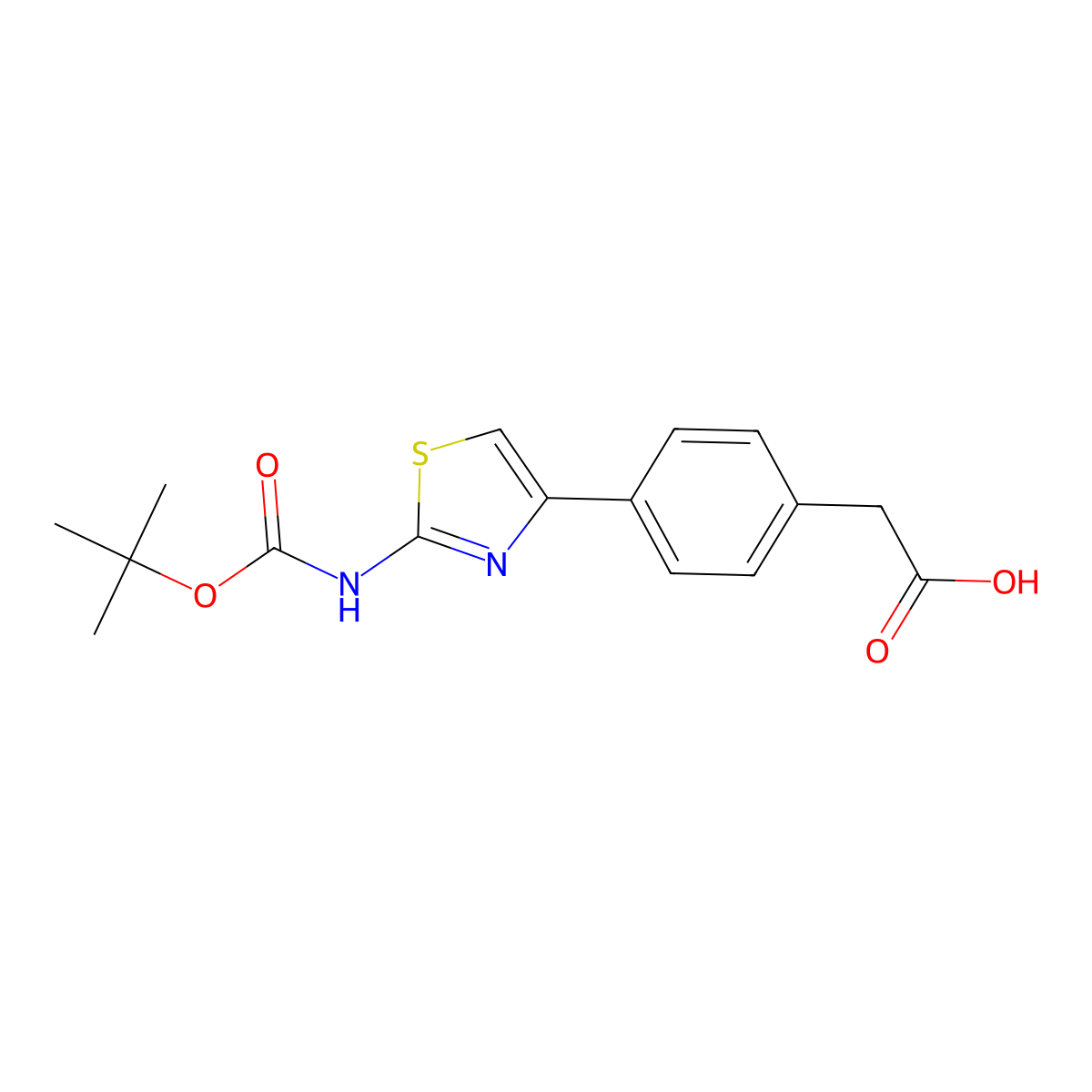 2-[4-(2-{[(Tert-butoxy)carbonyl]amino}-1,3-thiazol-4-yl)phenyl]acetic acid molecular structure, CAS 2580250-88-8