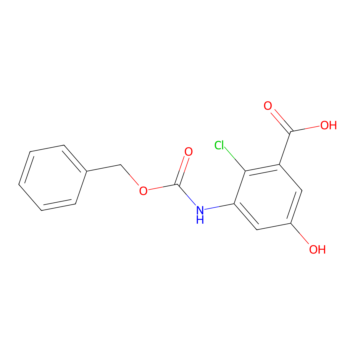 3-{[(Benzyloxy)carbonyl]amino}-2-chloro-5-hydroxybenzoic acid molecular structure, CAS 2580250-89-9
