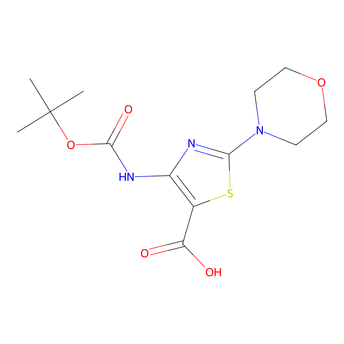 4-{[(Tert-butoxy)carbonyl]amino}-2-(morpholin-4-yl)-1,3-thiazole-5-carboxylic acid molecular structure, CAS 2580250-90-2