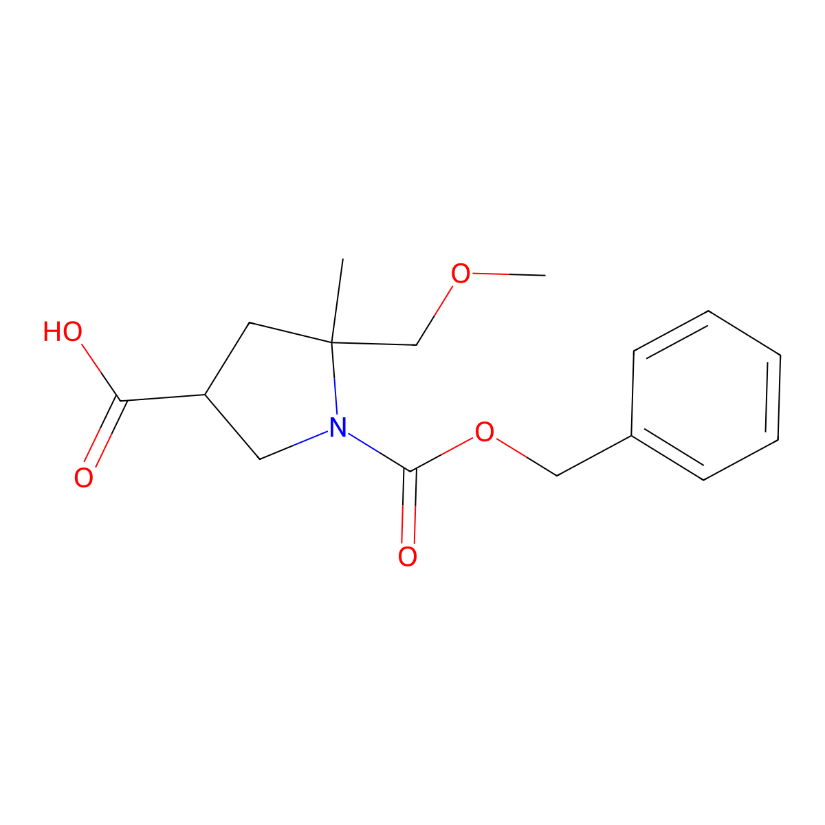 1-[(Benzyloxy)carbonyl]-5-(methoxymethyl)-5-methylpyrrolidine-3-carboxylic acid molecular structure, CAS 2580250-91-3