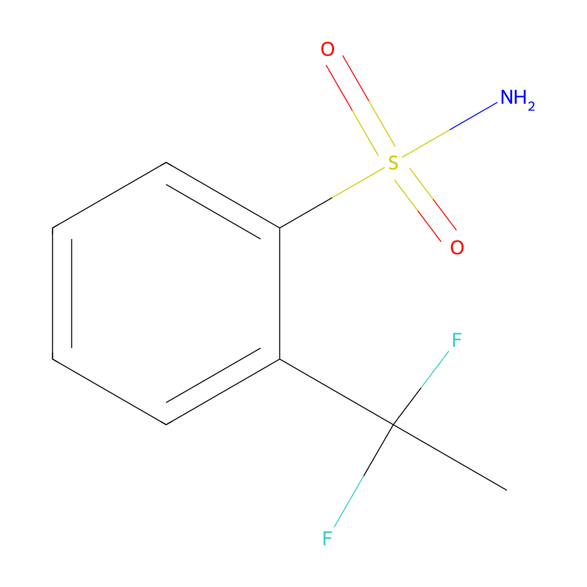 2-(1,1-Difluoroethyl)benzene-1-sulfonamide molecular structure, CAS 2580250-93-5