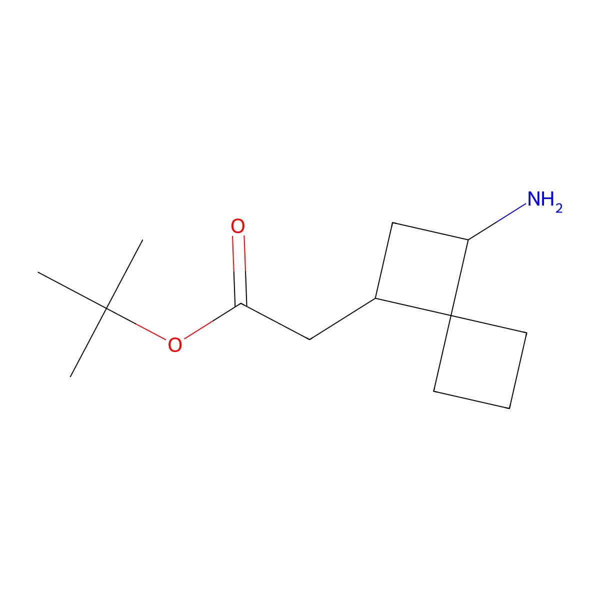 Tert-butyl 2-{3-aminospiro[3.3]heptan-1-yl}acetate molecular structure, CAS 2580250-94-6