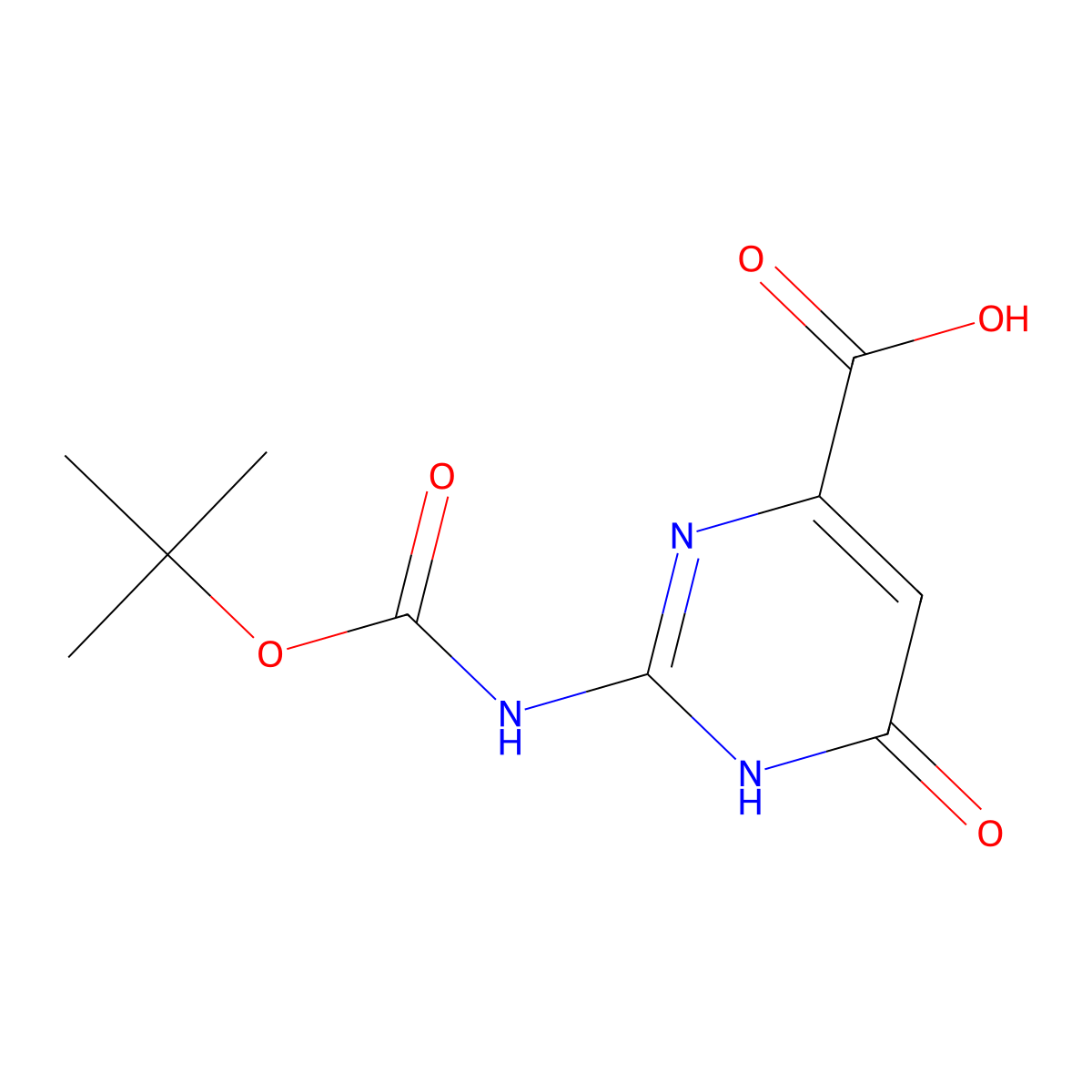 2-{[(Tert-butoxy)carbonyl]amino}-6-hydroxypyrimidine-4-carboxylic acid molecular structure, CAS 2580251-00-7