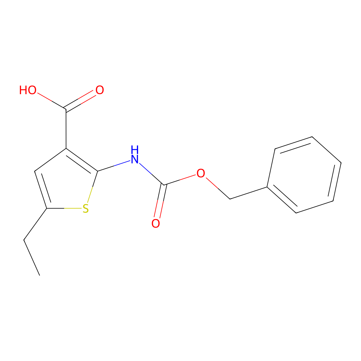 2-{[(Benzyloxy)carbonyl]amino}-5-ethylthiophene-3-carboxylic acid molecular structure, CAS 2580251-11-0