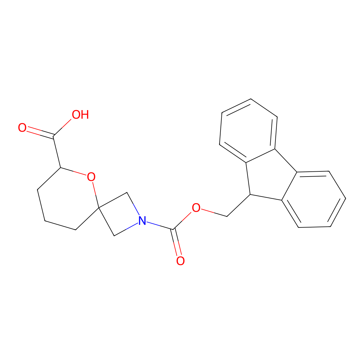 2-{[(9H-fluoren-9-yl)methoxy]carbonyl}-5-oxa-2-azaspiro[3.5]nonane-6-carboxylicacid molecular structure, CAS 2580251-18-7