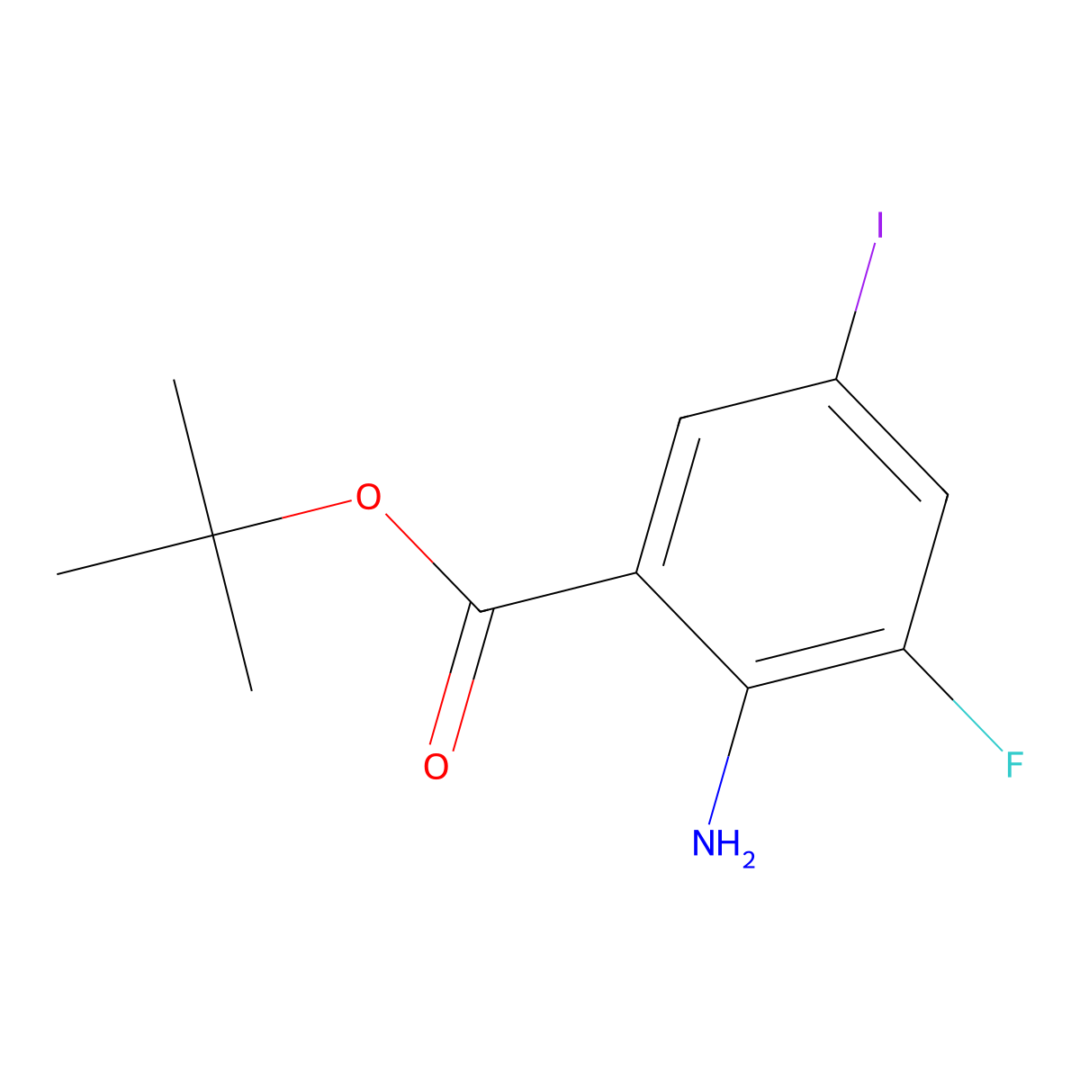 Tert-butyl 2-amino-3-fluoro-5-iodobenzoate molecular structure, CAS 2580251-19-8