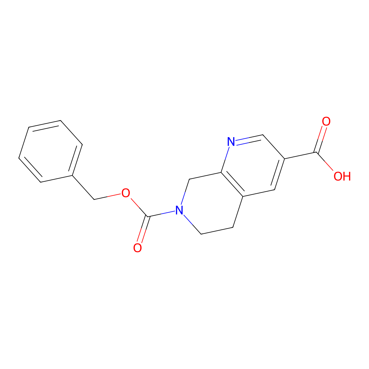 7-[(Benzyloxy)carbonyl]-5,6,7,8-tetrahydro-1,7-naphthyridine-3-carboxylic acid molecular structure, CAS 2580251-21-2