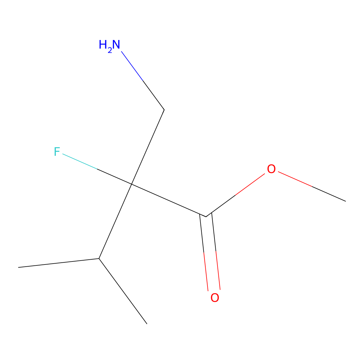 Methyl 2-(aminomethyl)-2-fluoro-3-methylbutanoate molecular structure, CAS 2580251-25-6