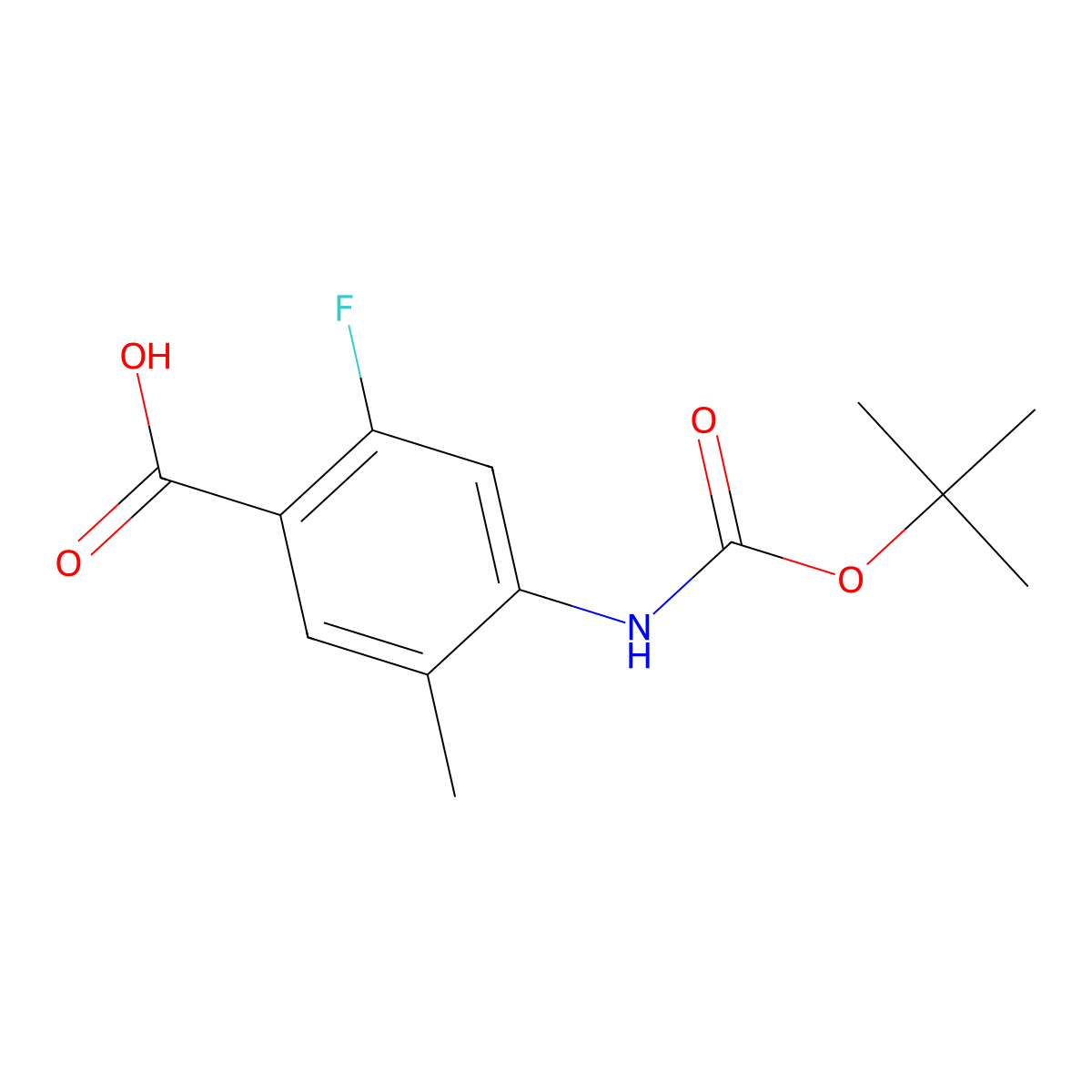 4-{[(Tert-butoxy)carbonyl]amino}-2-fluoro-5-methylbenzoic acid molecular structure, CAS 2580251-29-0