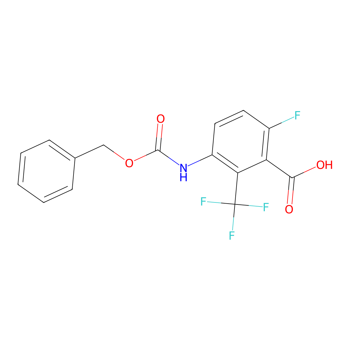 3-{[(Benzyloxy)carbonyl]amino}-6-fluoro-2-(trifluoromethyl)benzoic acid molecular structure, CAS 2580251-31-4