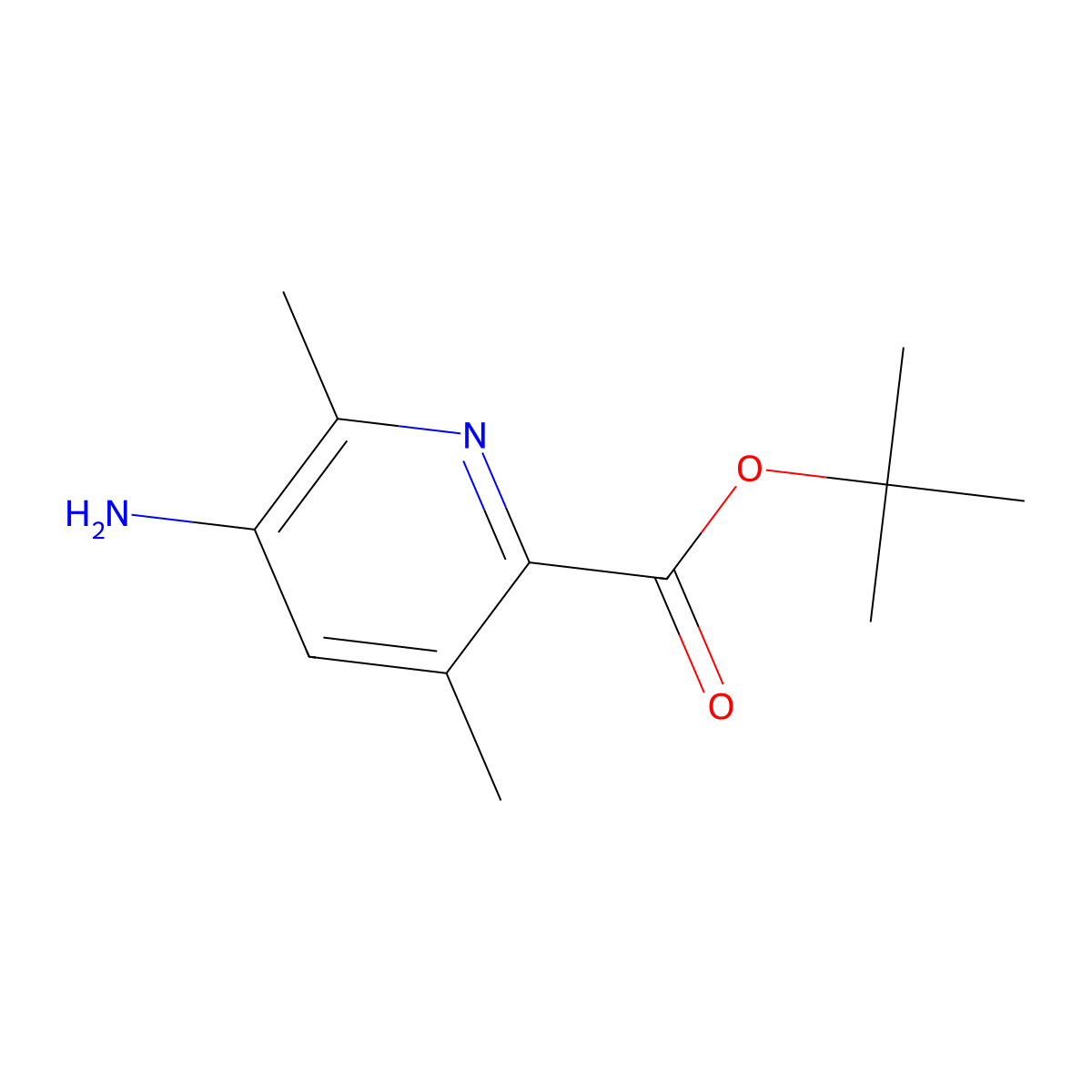 Tert-butyl 5-amino-3,6-dimethylpyridine-2-carboxylate molecular structure, CAS 2580251-34-7