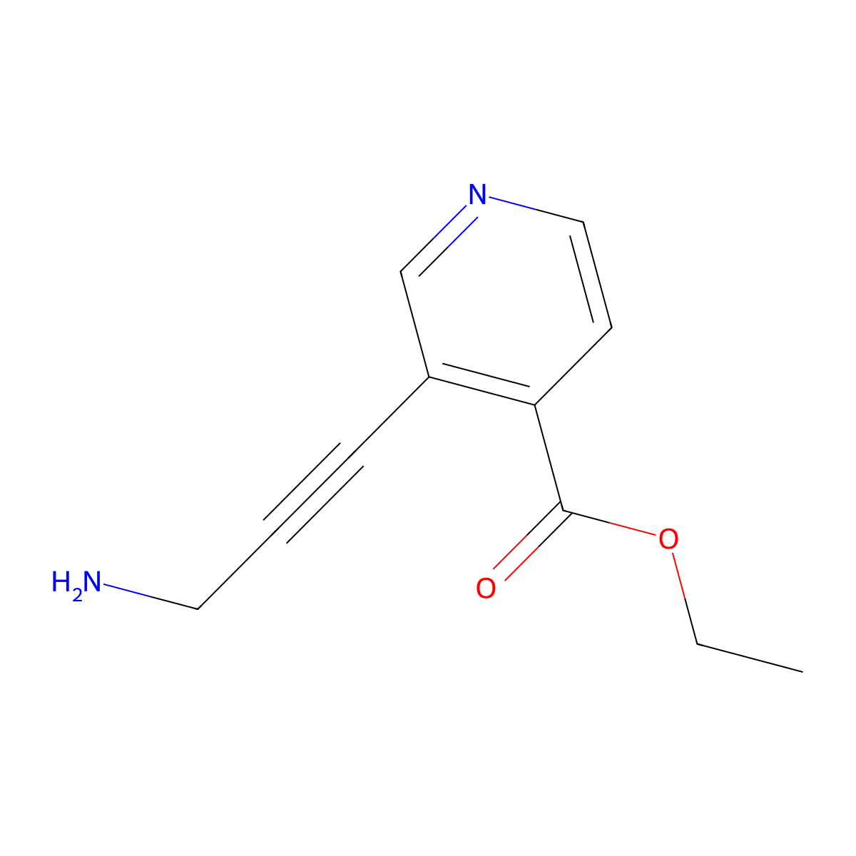 Ethyl 3-(3-aminoprop-1-yn-1-yl)pyridine-4-carboxylate molecular structure, CAS 2580251-39-2