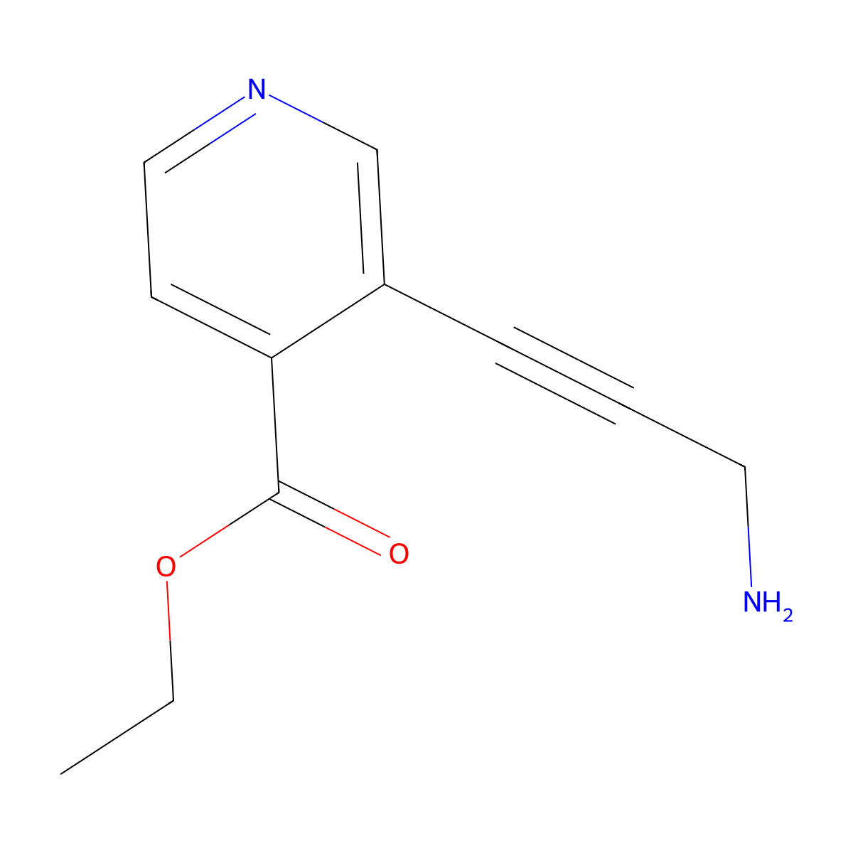 Ethyl 3-(3-aminoprop-1-yn-1-yl)pyridine-4-carboxylate molecular structure, CAS 2580251-39-2