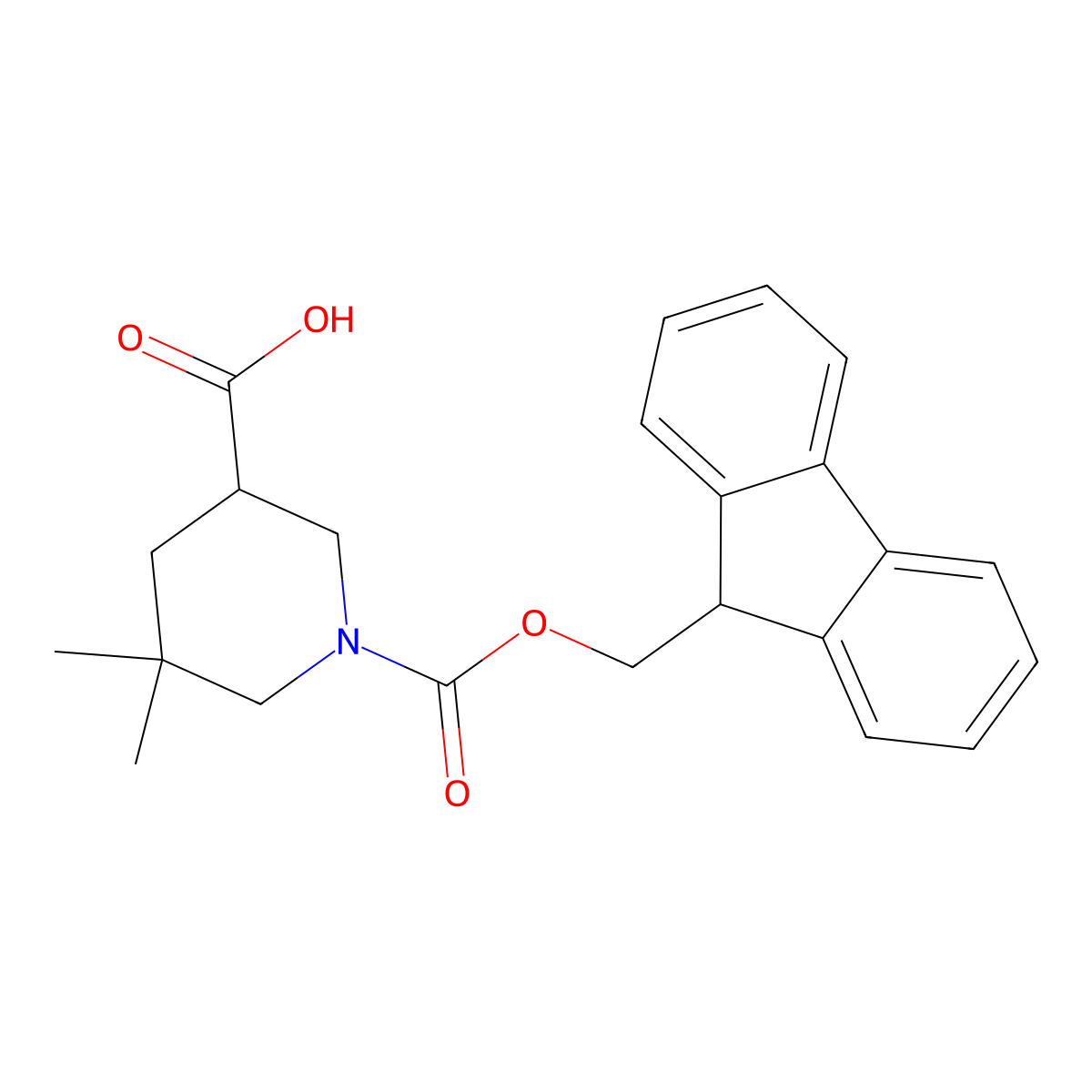 1-{[(9H-fluoren-9-yl)methoxy]carbonyl}-5,5-dimethylpiperidine-3-carboxylic acid molecular structure, CAS 2580251-48-3