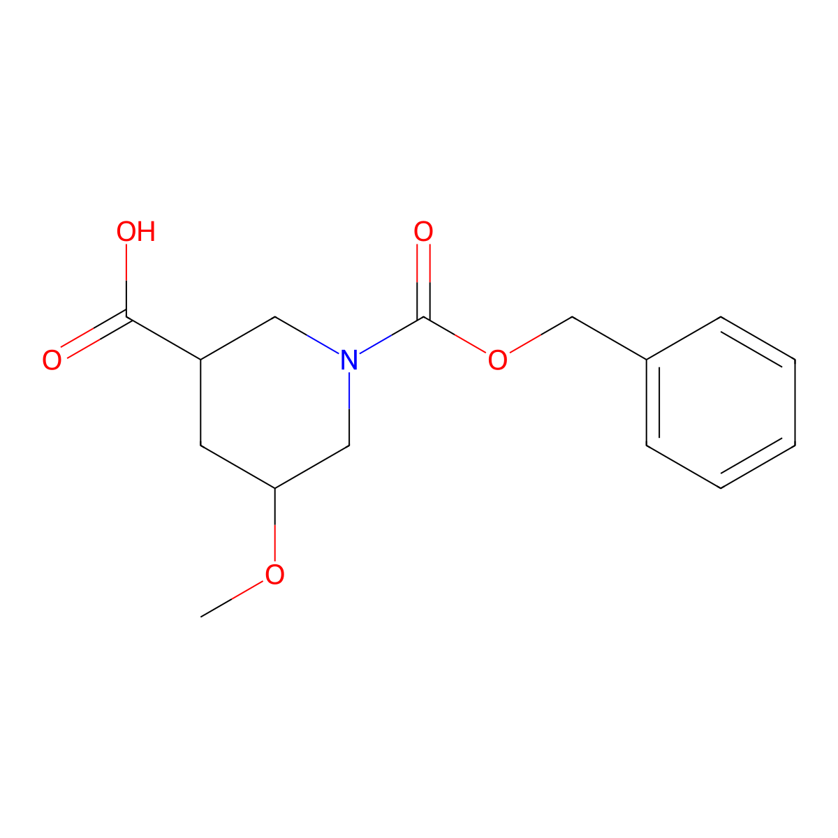 1-[(Benzyloxy)carbonyl]-5-methoxypiperidine-3-carboxylic acid molecular structure, CAS 2580251-49-4