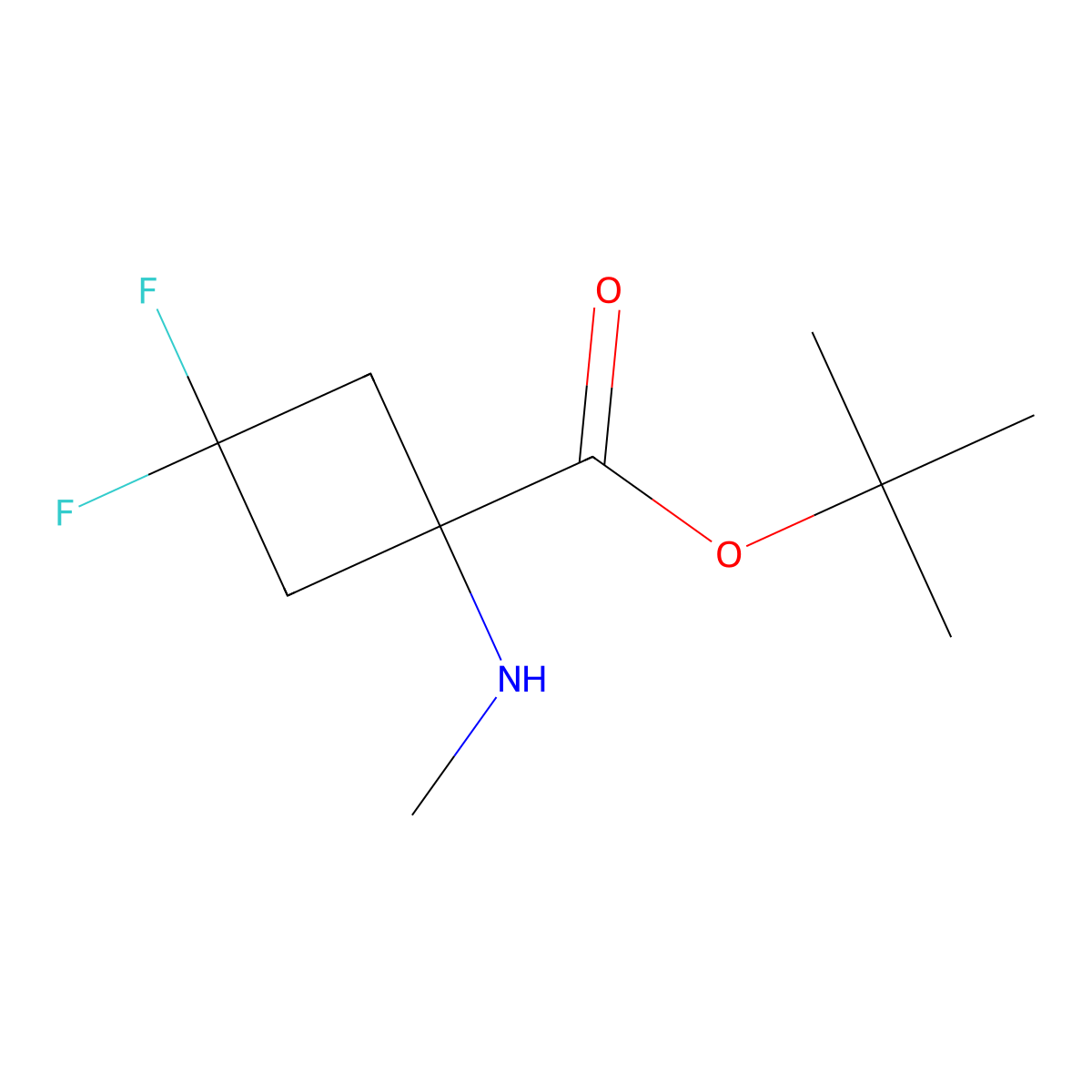 Tert-butyl 3,3-difluoro-1-(methylamino)cyclobutane-1-carboxylate molecular structure, CAS 2580251-51-8